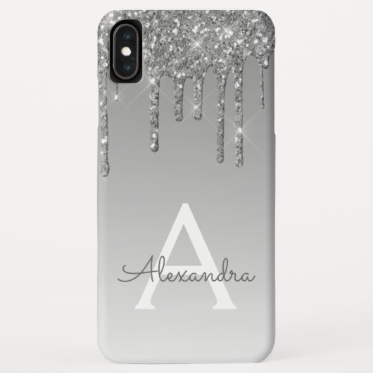 Silver Bling | Luxus Sparkle Glitzer Monogram Case-Mate iPhone Hülle (Rückseite)