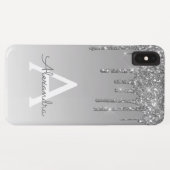 Silver Bling | Luxus Sparkle Glitzer Monogram Case-Mate iPhone Hülle (Rückseite (Horizontal))