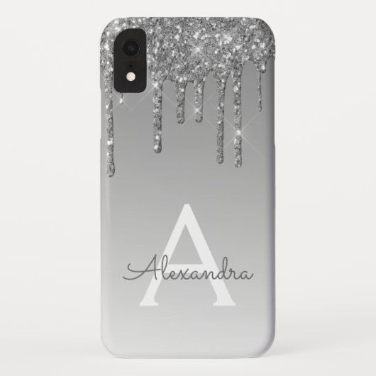 Silver Bling | Luxus Sparkle Glitzer Monogram Case-Mate iPhone Hülle (Rückseite)