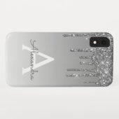 Silver Bling | Luxus Sparkle Glitzer Monogram Case-Mate iPhone Hülle (Rückseite (Horizontal))