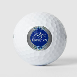 Silver Bloom & Blue Floral Swing Golf Balls Golfball