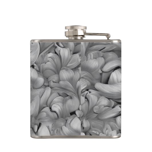 Silver Blossom Elegance Print (AI+Human) Flachmann (Rückseite)