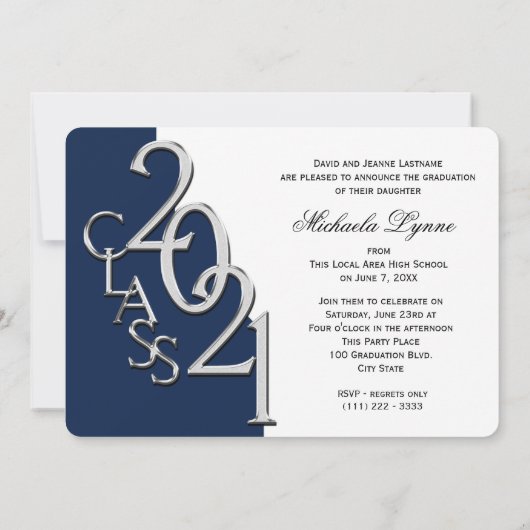 Silver Blue 2021 Foto Abschluss Einladung (Rückseite)