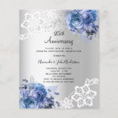 Silver blue 25. Hochzeitstag Einladung (Vorderseite)