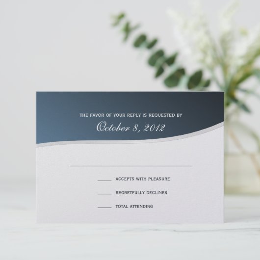 Silver Blue 3.5 x 5 Response Card RSVP Karte (Stehend Vorderseite)