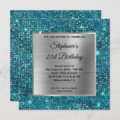 Silver Blue Aquamarin Diamond Studentenfolie Gebur Einladung (Vorne/Hinten)