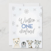 Silver Blue Arctic Winter Onederland Geburtstag Einladung (Rückseite)
