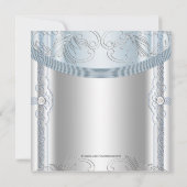 Silver Blue Baby Boy Christening Einladung (Rückseite)