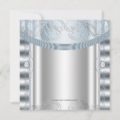 Silver Blue Baby Boy Christening Einladung (Rückseite)