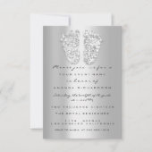 Silver Blue Baby Shower Feet Boy Girl 3d Effekt Einladung (Vorderseite)