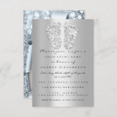Silver Blue Baby Shower Feet Boy Girl 3d Effekt Einladung (Vorne/Hinten)