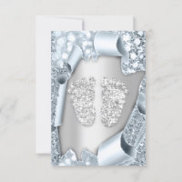 Silver Blue Baby Shower Feet Boy Girl 3d Effekt