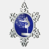 Silver Blue Balance Beam Gymnast Schneeflocken Zinn-Ornament (Rechts)