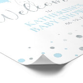 Silver & Blue Balloons | Baby-Dusche Willkommen Poster (Ecke)