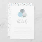 Silver & Blue Balloons | Party Dankeschön Karte (Vorne/Hinten)