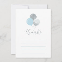 Silver & Blue Balloons | Party Dankeschön Karte