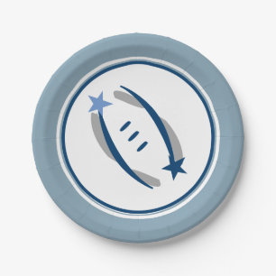 Silver Blue & Blue Football 7" Paper Teller
