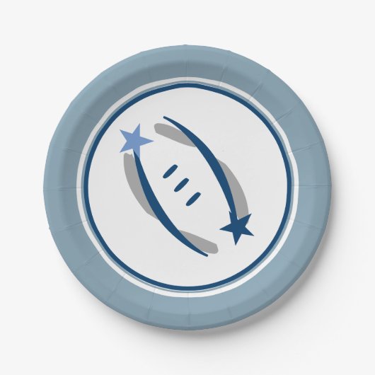 Silver Blue & Blue Football 7" Paper Teller (Vorderseite)