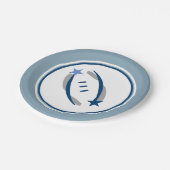 Silver Blue & Blue Football 7" Paper Teller (Schrägansicht)