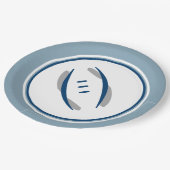 Silver Blue & Blue Football 9" Paper Teller (Schrägansicht)