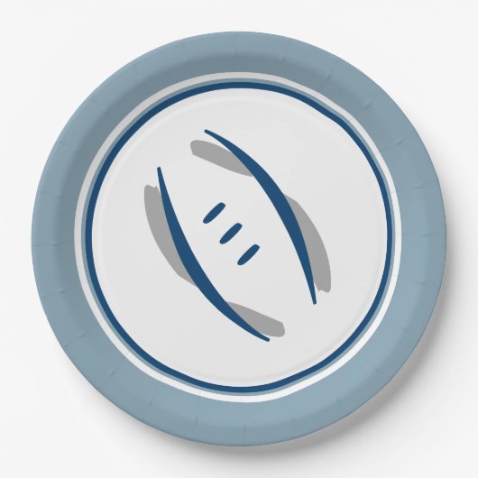 Silver Blue & Blue Football 9" Paper Teller (Vorderseite)