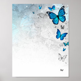Silver Blue Butterfly Stationierungsvorlage herunt Poster