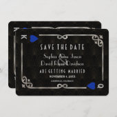 Silver Blue Casino Las Vegas Poker Wedding Save The Date (Vorne/Hinten)