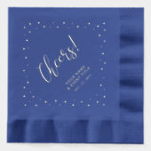 Silver & Blue | Cheers Confetti Personalisiert Par Servietten Mit Folie (Vorderseite)