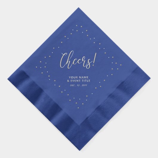 Silver & Blue | Cheers Confetti Personalisiert Par Servietten Mit Folie (Rechts)