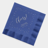 Silver & Blue | Cheers Confetti Personalisiert Par Servietten Mit Folie (Links)
