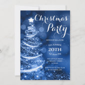 Silver & Blue Christmas Party Sparkle Einladung (Vorderseite)