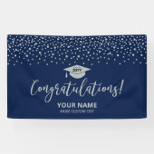 Silver & Blue | Confetti-Abschluss Banner (Horizontal)