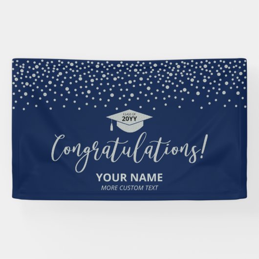 Silver & Blue | Confetti-Abschluss Banner (Horizontal)