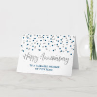 Silver Blue Confetti Anniversary Card