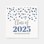 Silver Blue Confetti Class of 2025 Napkins Serviette (Vorderseite)