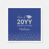 Silver & Blue Confetti Class of Graduation Party Serviette (Vorderseite)
