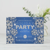 Silver & Blue Corporate Weihnachtsfeier Einladung (Stehend Vorderseite)