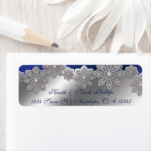Silver & Blue Crystal Snowflake Winter Labels (Insitu)