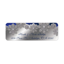 Silver & Blue Crystal Snowflake Winter Labels