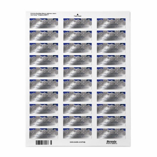 Silver & Blue Crystal Snowflake Winter Labels (Vorne)