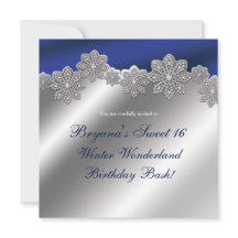 Silver & Blue Crystal Snowflake Wintereinladungen