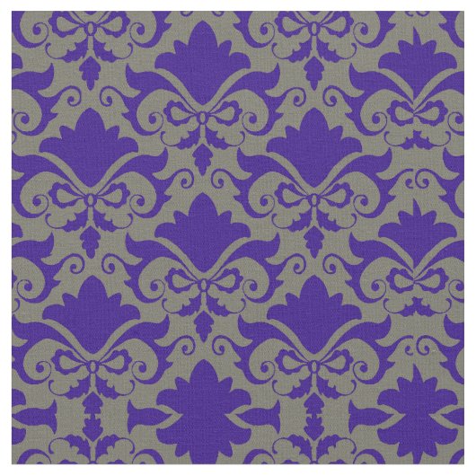 Silver Blue Damask Bows Stoff (Nahaufnahme)