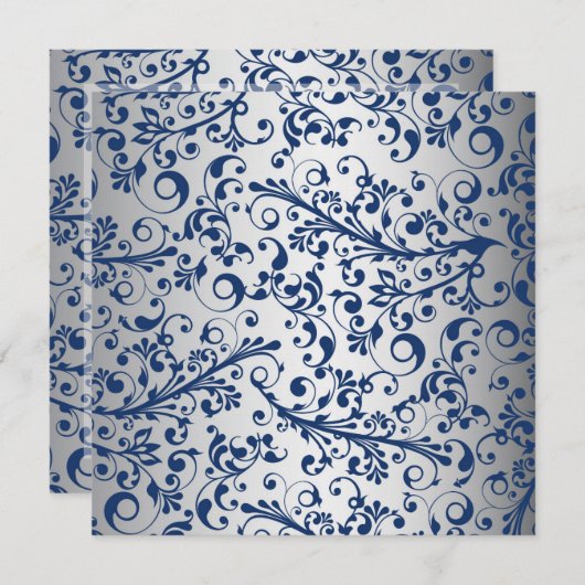 Silver Blue Einladung (Vorne/Hinten)