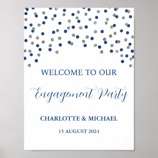 Silver Blue Engagement Party 8.5x11 Poster (Vorne)