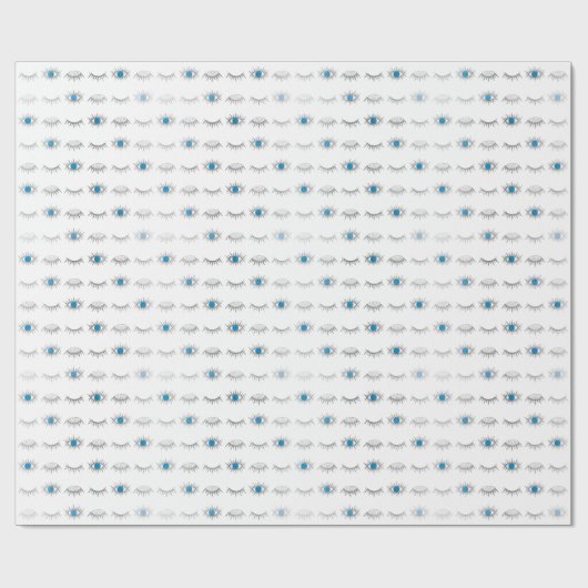 Silver Blue Evil Eye Eyelashes Nazar Mati Muster Geschenkpapier (Flach)