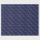 Silver Blue Evil Eye Eyelashes Nazar Mati Muster Geschenkpapier (Flach)