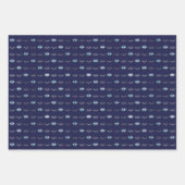 Silver Blue Evil Eye Eyelashes Nazar Mati Muster Geschenkpapier Set (Vorderseite)