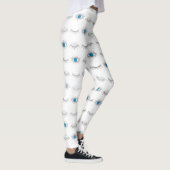 Silver Blue Evil Eye Eyelashes Nazar Mati Muster Leggings (Rechts)