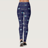 Silver Blue Evil Eye Eyelashes Nazar Mati Muster Leggings (Rückseite)