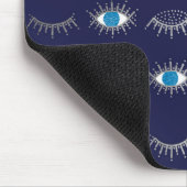 Silver Blue Evil Eye Eyelashes Nazar Mati Muster Mousepad (Ecke)